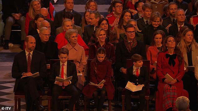 The new clip offers the first glimpse of the royals inside the Christmas carol concert, which will air on Christmas Eve.