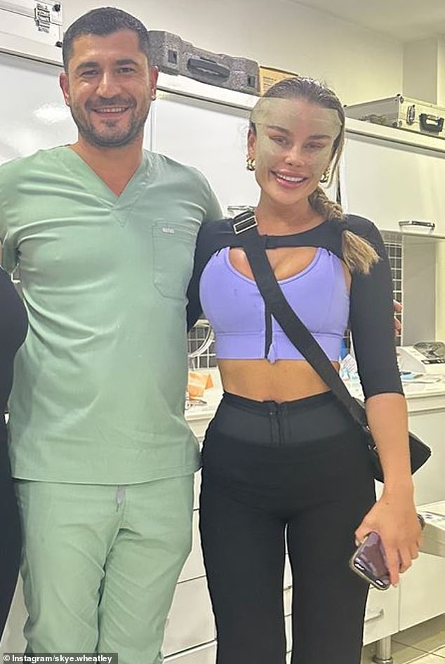 Surgery enthusiast Skye Wheatley (pictured after undergoing fox eye lift surgery in Turkey) is one of the few Australian socialites to admit she has had a mini facelift - the surgery of the day.