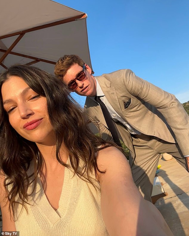 One photo showed Eddie on set with Money Heist's Ursula Corbero, 35, who plays Nuria, the Jackal's Spanish wife who knows him as 'Charles Calthrop'