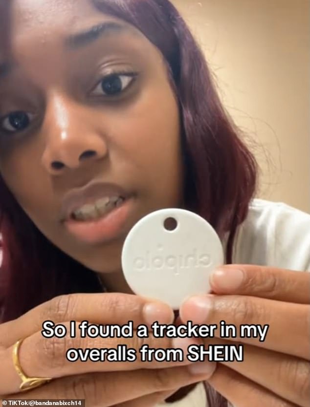 TikTok user Riya took out a white round object with the word Chipolo engraved on it. Chipolo is a Bluetooth tracker that allows people to keep an eye on their personal belongings