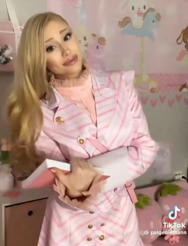 Paige dressed up as Ariana's evil character Glinda in a recent video shared on TikTok