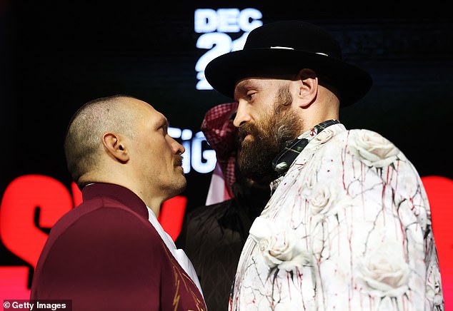 The heavyweight rivals stood face to face for more than ten minutes before being separated.