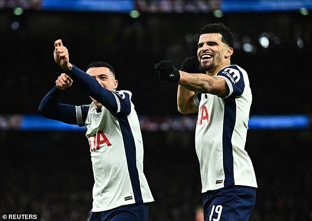 Solanke (right) scored the third solo goal, his ninth of the season.