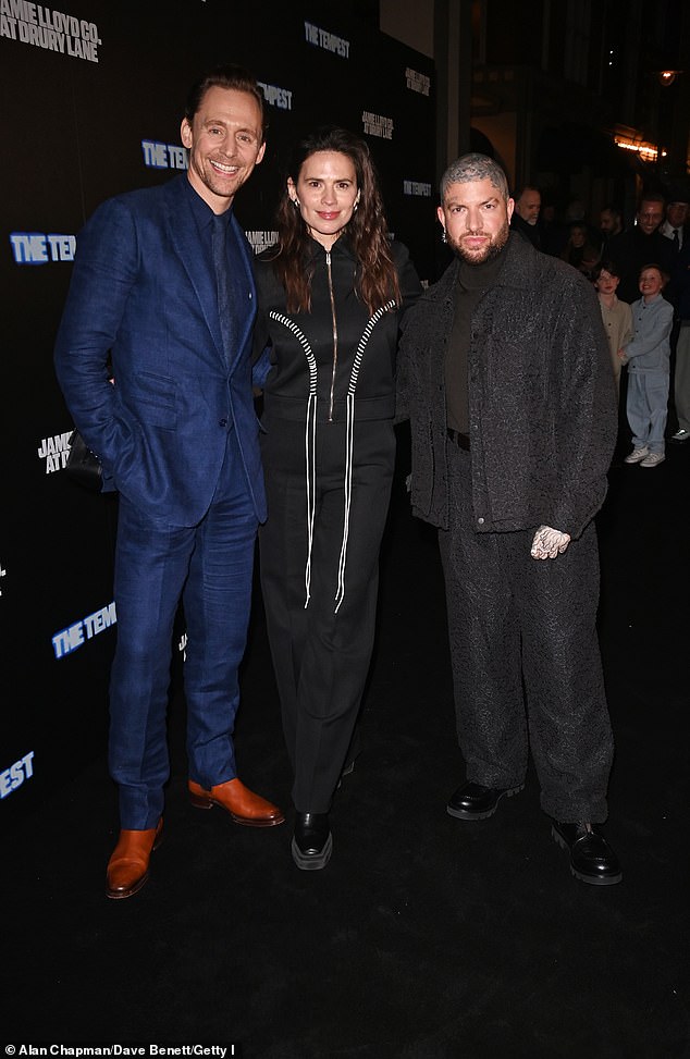 The duo was also joined by British director Jamie Lloyd, who cut a casually chic figure in a brown textured ensemble.