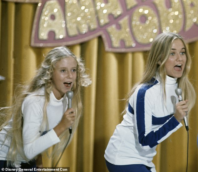 Marcia Marcia Marcia! Eve Plumb as Jan and Maureen McCormick sing on a variety show during a 1972 episode of The Brady Bunch