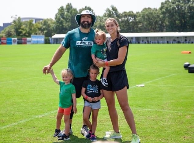 She and Jason are parents to five-year-old Wyatt (center), three-year-old Elliotte (left), and 21-month-old Bennet (right).