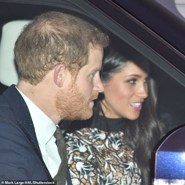 Prince Harry and Meghan were seen leaving Buckingham Palace after Queen Elizabeth's annual royal Christmas lunch.