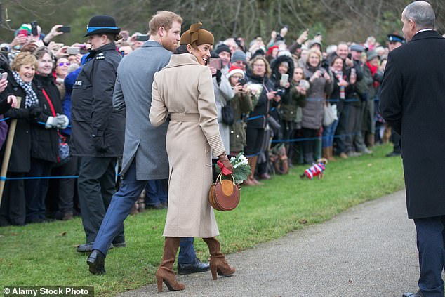 Harry and Meghan joined the Royal Family on the usual walk to St Mary Magdalene Church in Sandringham.