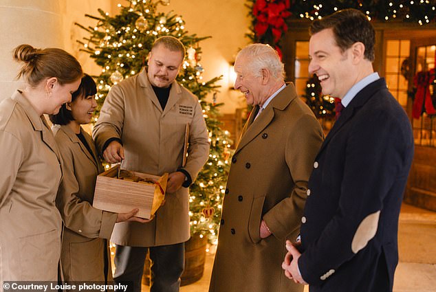 The ornaments were presented to Charles by three students from Snowdon Furniture School.