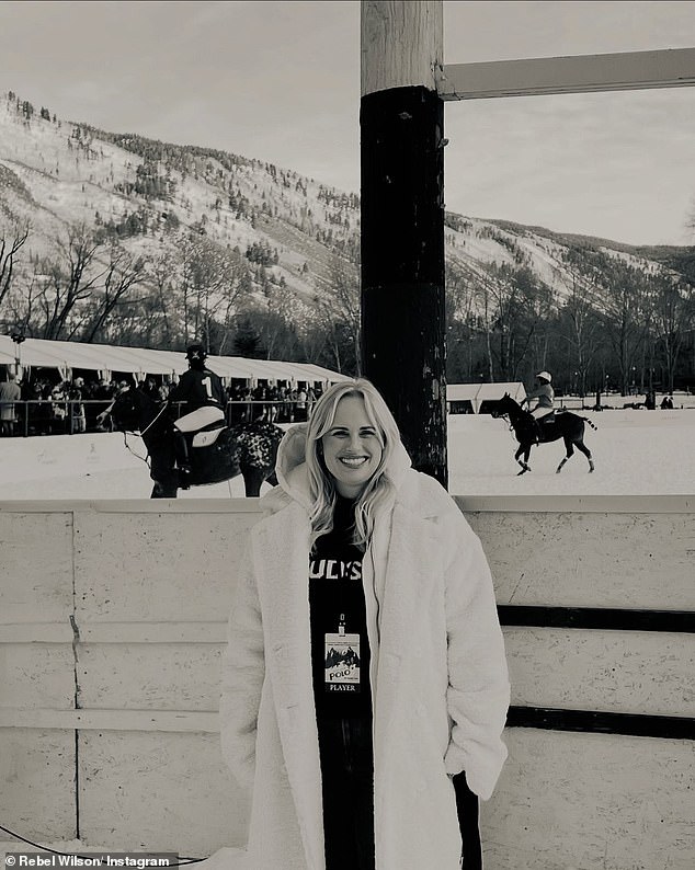 The family also played snow polo and Rebel shared a photo showing her posing in front of the action.