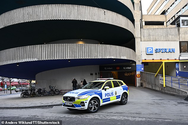 The parking lot where the rapper was killed in central Norrköping, Sweden, on Thursday night, December 19, 2024.