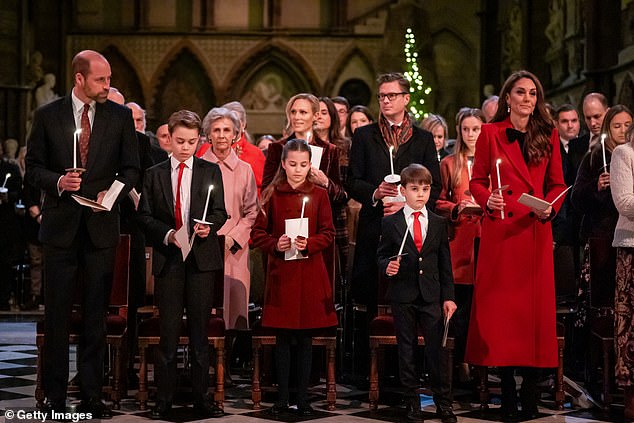 Prince William, George, Charlotte, Louis and Kate during the 'Together At Christmas' carol service at Westminster Abbey on December 6, 2024 – the last time the family was seen