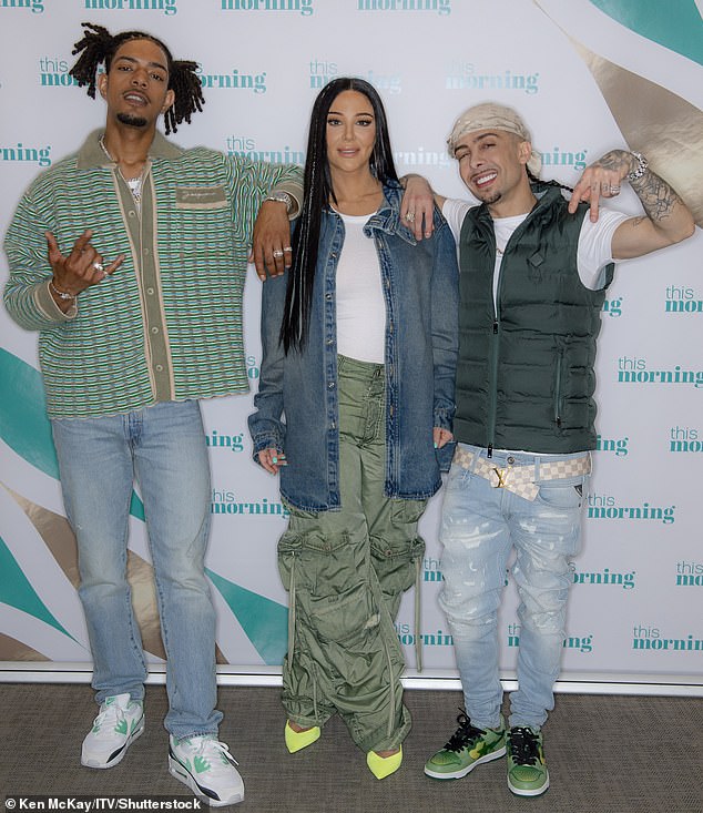 (LR) N-Dubz's Fazer, Tulisa and Dappy photographed earlier this year