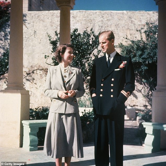 The late Queen (then Princess Elizabeth) and her husband, Prince Philip, Duke of Edinburgh, photographed at Villa Guardamangia in Malta in November 1949.