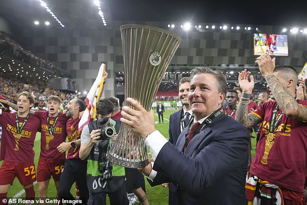 The Friedkin Group, led by Dan Friedkin, has been confirmed as the new owner of Everton (pictured, Roma president Dan Friedkin)