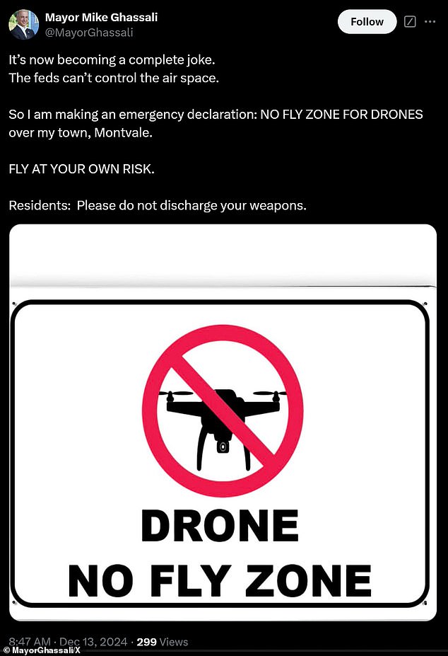 Two days before sharing the disturbing episode, Mayor Ghassali also announced a ban on flying drones over his city