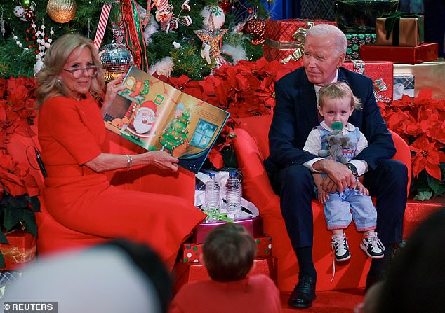 When a toddler approached him – causing Dr. Biden burst out laughing – motioned to the president that it was okay to climb into his seat. He held the boy for a few seconds before he ran away