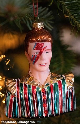 Another ornament with a personal touch is that of David Bowie as his iconic Aladdin Sane character.