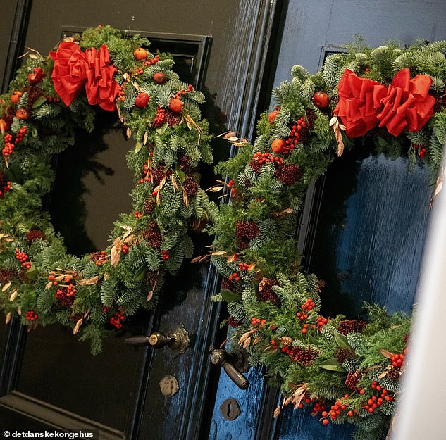 Amalienborg Palace is tastefully decorated with flower crowns