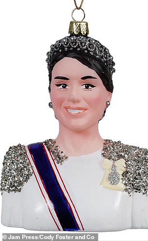 The Princess of Wales Christmas ornament features the princess in a white dress adorned with sparkling diamonds.