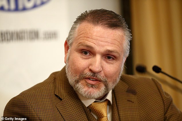 Peter speaking at a press conference in London ahead of Tyson's fight with Derek Chisora ​​in 2014.