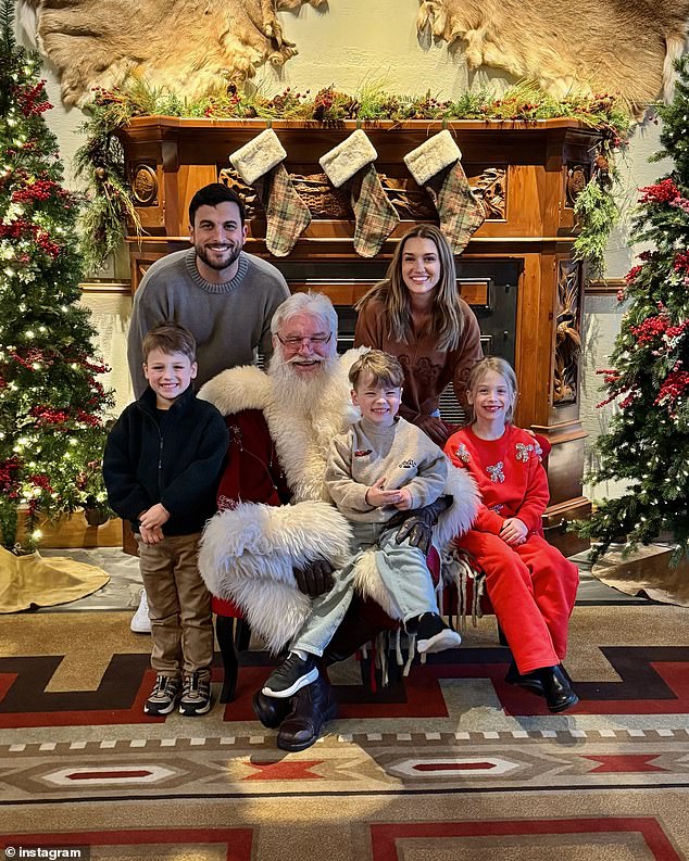 Jade Roper and Tanner Tolbert were with their children. They said, 'Great Christmas fun at Big Cedar Lodge! I created so many magical memories with the kids on this trip!'