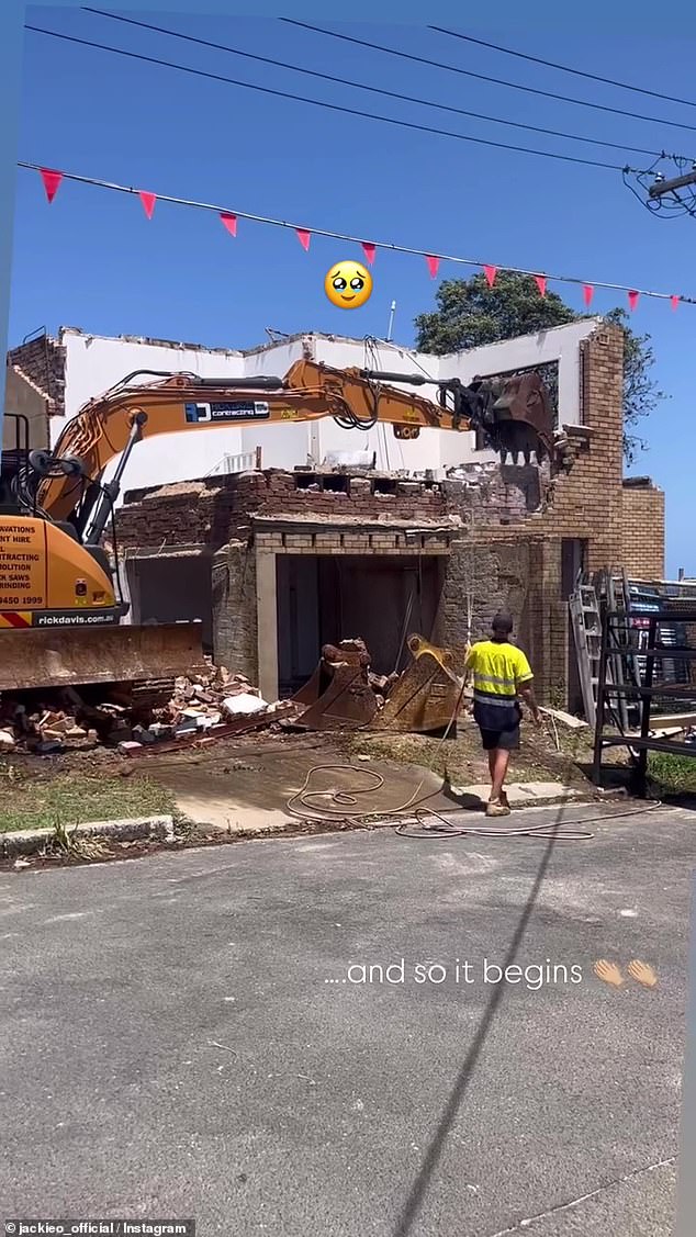 On Saturday he took to Instagram to share videos of heavy construction equipment tearing down parts of the massive mansion.