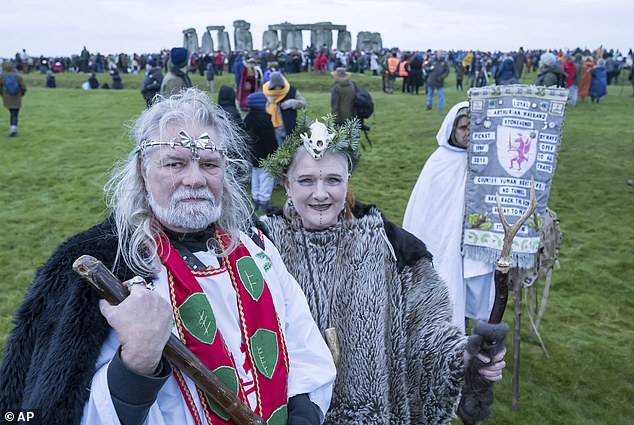 Arthur Pendragon poses for a portrait while taking part in the winter solstice celebrations at Stonehenge.