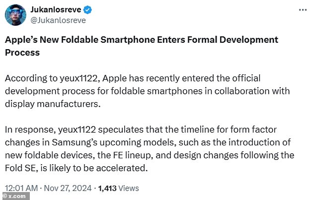 According to a leaker, Apple's internal executives are accelerating work on the foldable device and have entered into a 