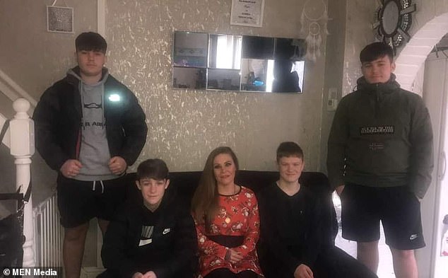 Cason (second from right) had eaten Christmas dinner with his mother Louise and three brothers (all pictured together) before playing with his friends at Wharton Recreation Ground in Cheshire