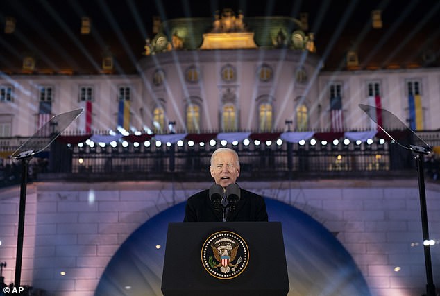 President Joe Biden delivers a speech marking the one-year anniversary of the Russian invasion of Ukraine.