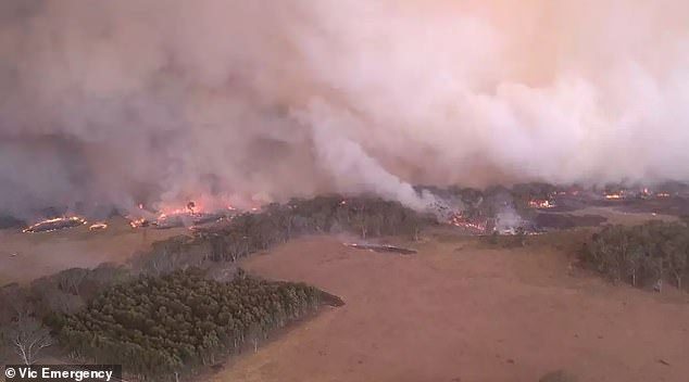 A rapidly growing fire in Victoria's Grampians National Park burned through 30,000 hectares on Saturday afternoon despite the efforts of 350 firefighters to contain it.