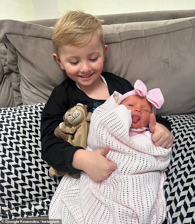 It comes after Georgia shared the adorable moment her son Brody met his newborn baby sister for the first time.