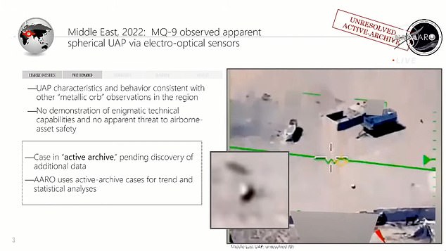 While playing a 2022 military UFO video taken by an MQ-9 Reaper drone in the Middle East, Pentagon UFO hunter Dr. Sean Kirkpatrick told a NASA panel that: 