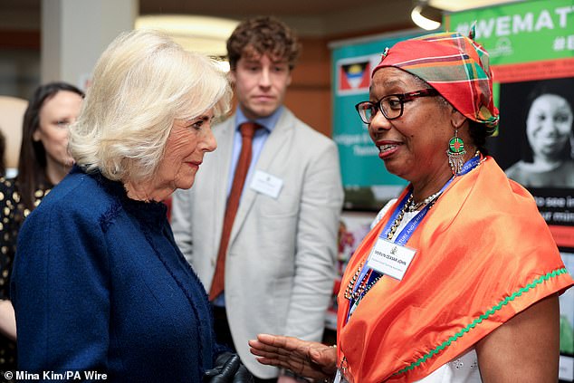 Camilla completed 95 assignments this year. Pictured: The Queen at a reception at Waltham Forest Town Hall in east London on Friday