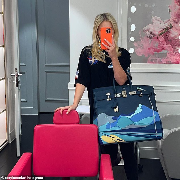 The PR queen excitedly showed off her limited edition $52,000 Hermès HAC Birkin 50 'Endless Road' bag last August.