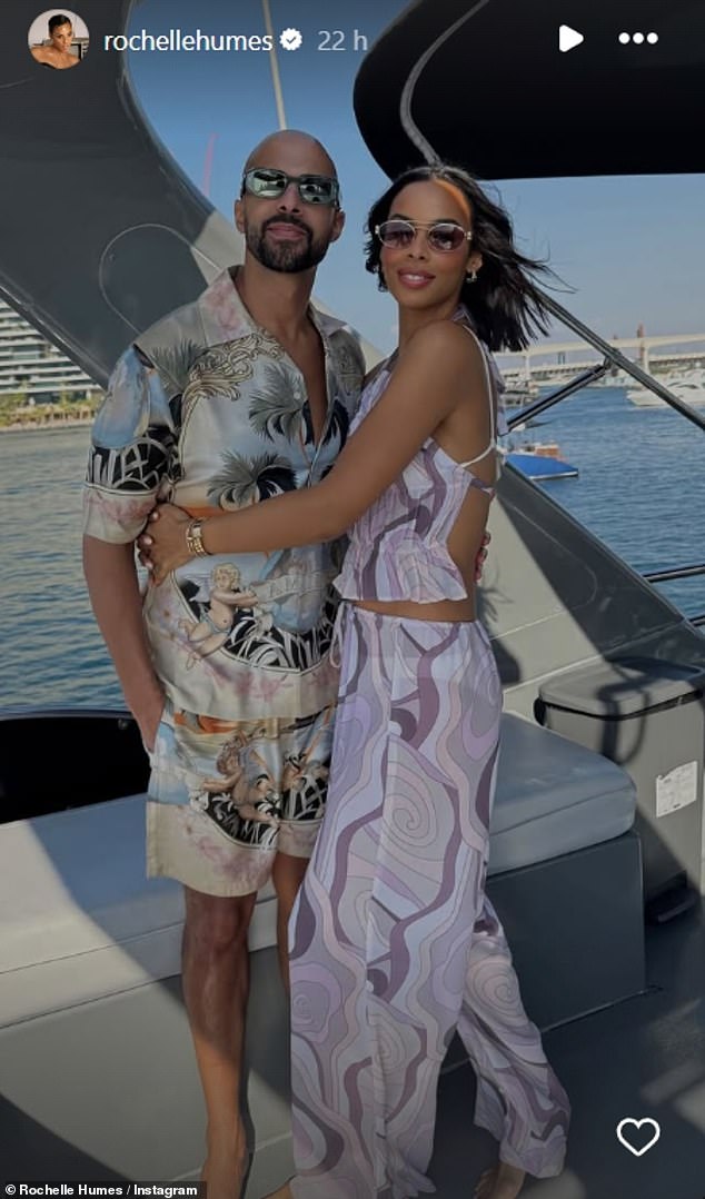 Continuing her story, Rochelle approached her husband Marvin Humes as the couple enjoyed a luxurious boat ride in the sun.