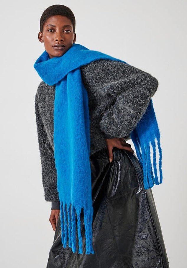 In a color like bright blue, this Hush scarf will electrify anything you put on it.