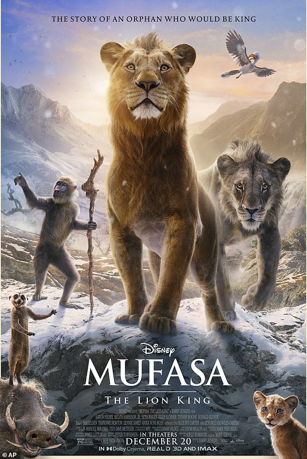 The computer-animated Mufasa: The Lion King debuted in second place and grossed $35 million