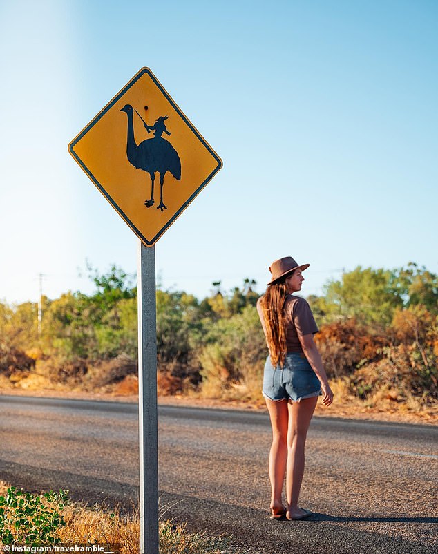 Australia's strangest and most outlandish road signs have been revealed, including one in Exmouth that supposedly warns drivers that emus are being slaughtered in the area.