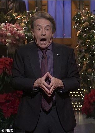 Comedian Martin Short pictured delivering his monologue as host of the Christmas edition of Saturday Night Live