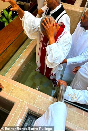 The actor photographed during his baptism.