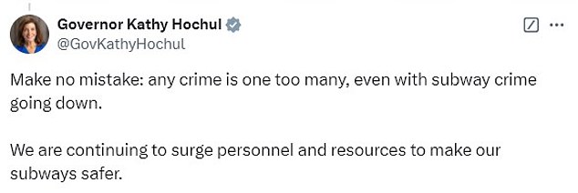 Hochul appeared to make her own U-turn on the subway later in the day as she praised the NYPD for arresting the suspect