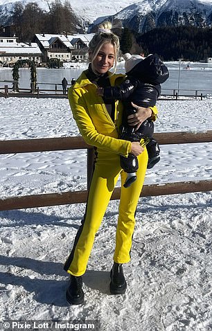 The singer showed off her sensational figure in the eye-catching number as she posed for Instagram photos against the picturesque snow backdrop while staying at the £1,800-a-night 5-star Kulm Hotel.