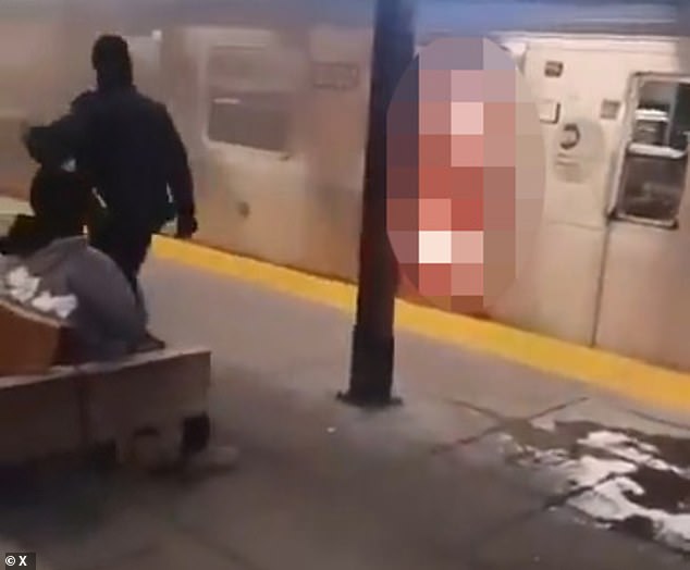 Sebastian Zapeta-Calil sits on a bench in the subway and watches the woman he set on fire burn alive. Standing in front of him is an NYPD officer who walked past him, unaware that he was responsible for the sickening crime