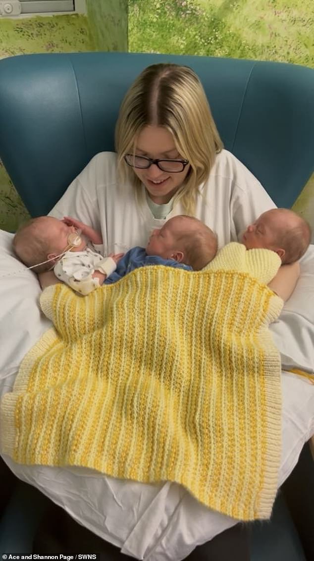 After birth, the triplets were moved to the neonatal intensive care unit (NICU) at Gloucestershire Royal Hospital.