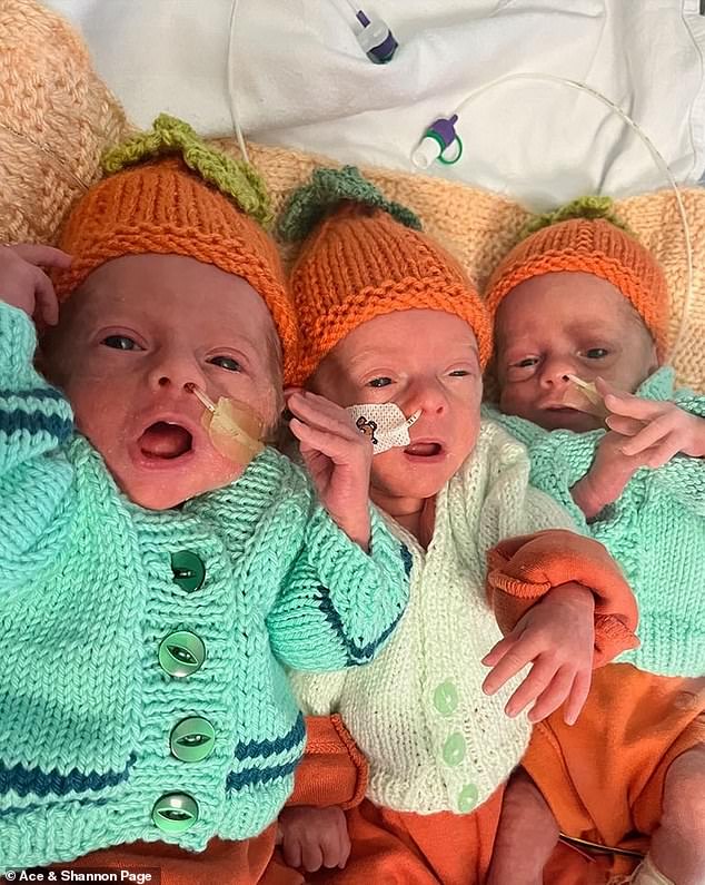 Doctors repeatedly advised Mrs Page to abort one of the identical triplets for fear of losing all three babies.