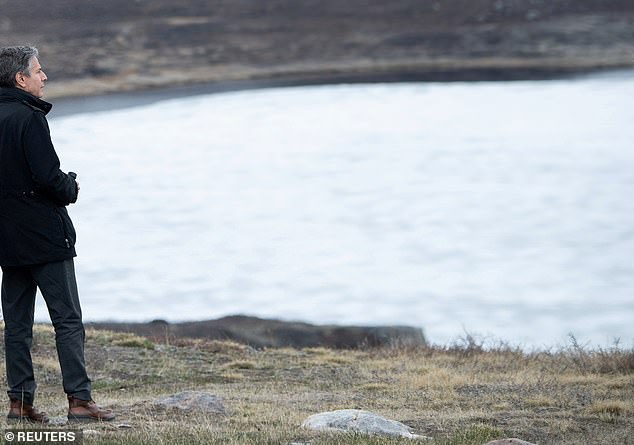 US Secretary of State Antony Blinken visits the Black Ridge Viewing site in Kangerlussuaq, Greenland, May 20, 2021. Blinken ruled out the possibility of the US purchasing Greenland after Trump proposed a move to buy the area in 2019