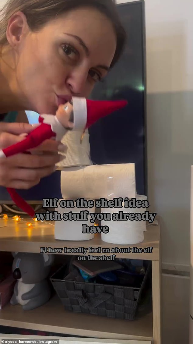 Alyssa also shared a short clip showing her creating a custom platform for the popular Christmas toy Elf On A Shelf.