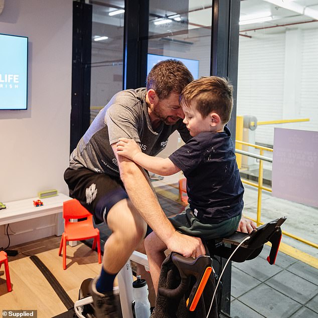 Will (pictured on the exercise bike) said cycling is mentally and physically exhausting.